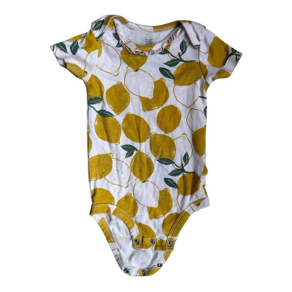 Carter's Pale Pink Onesie with Yellow and Green Lemon Print 9m